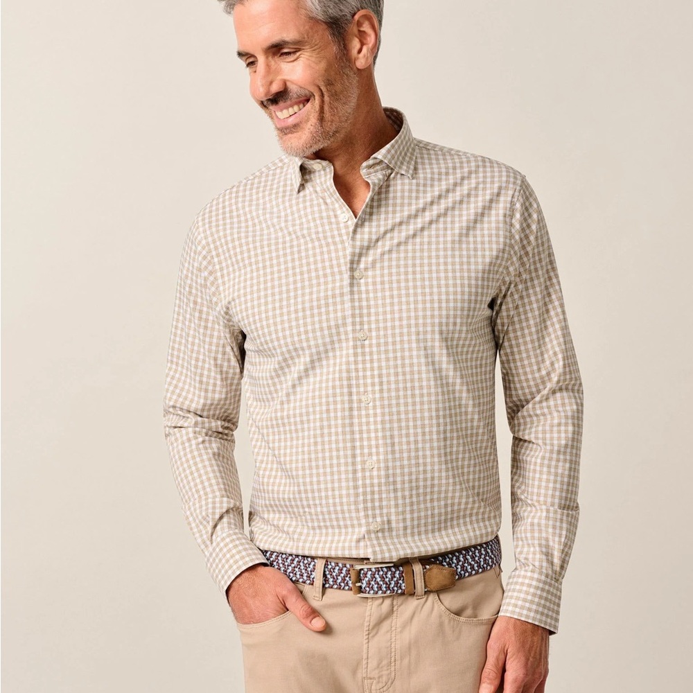 Brooks Brothers Tan Checkered Button Down Shirt